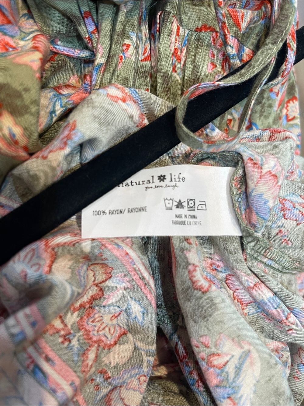 NATURAL LIFE Elizabeth Olive Green Maxi Dress with Pink Floral Print - Picture 8 of 8
